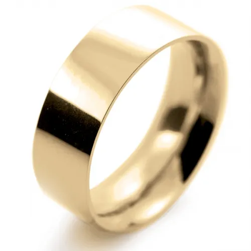 Flat Court Very Heavy -  8mm (FCH8Y) Yellow Gold Wedding Ring